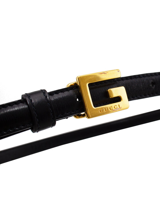 Thin Black Belt with Gold G Buckle