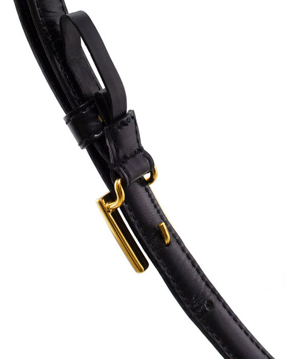 Thin Black Belt with Gold G Buckle