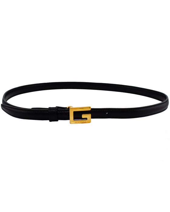 Thin Black Belt with Gold G Buckle