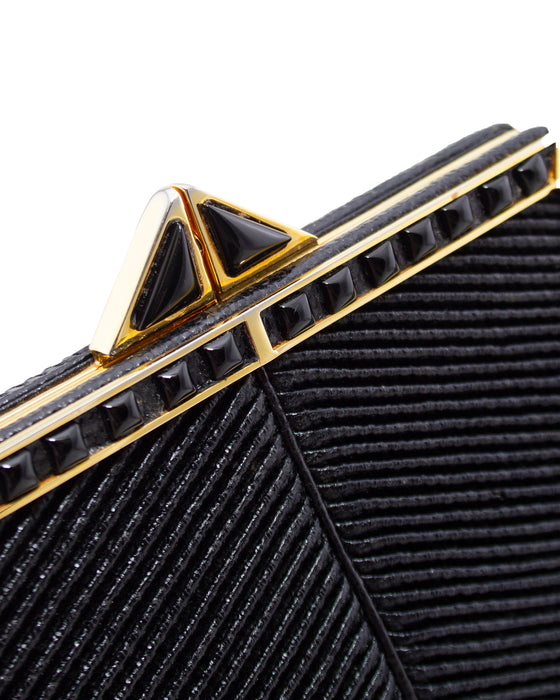 Black and Gold Pleated Evening Clutch