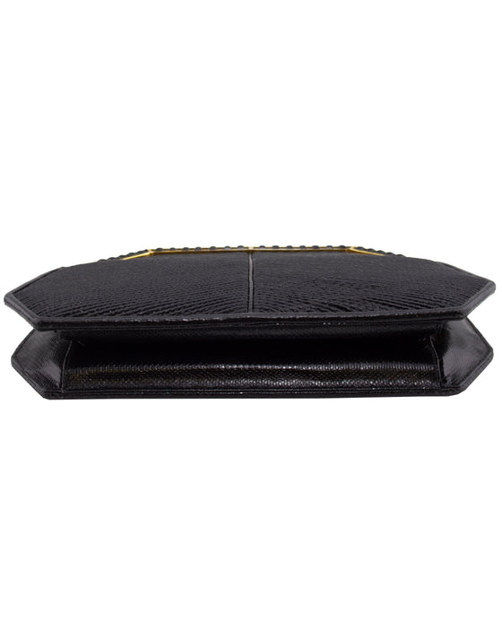 Black and Gold Pleated Evening Clutch