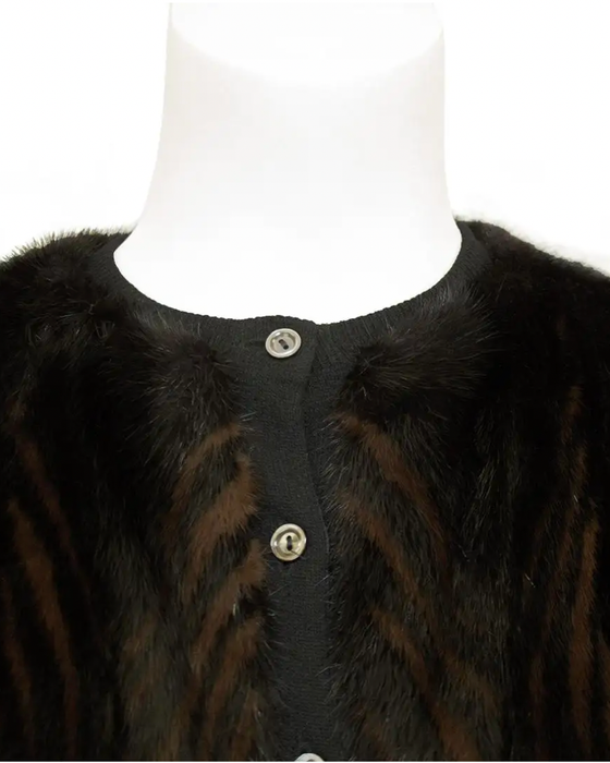 Black and Brown Mink Fur Bomber Cardigan/Jacket