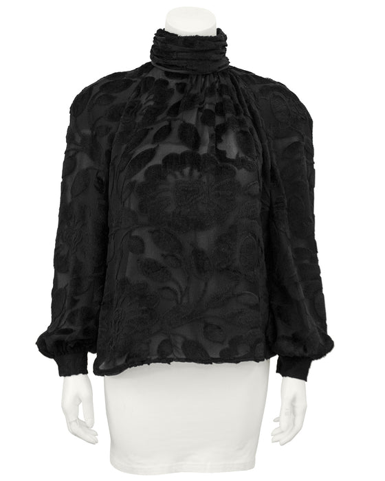 Black Devore Evening Blouse