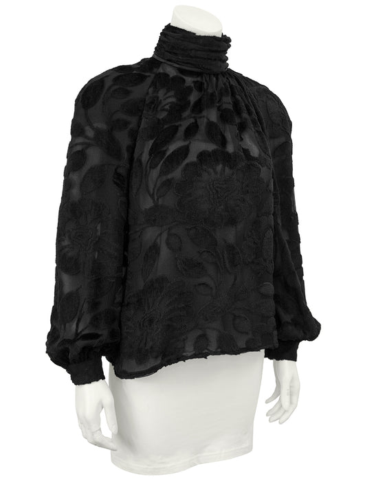 Black Devore Evening Blouse