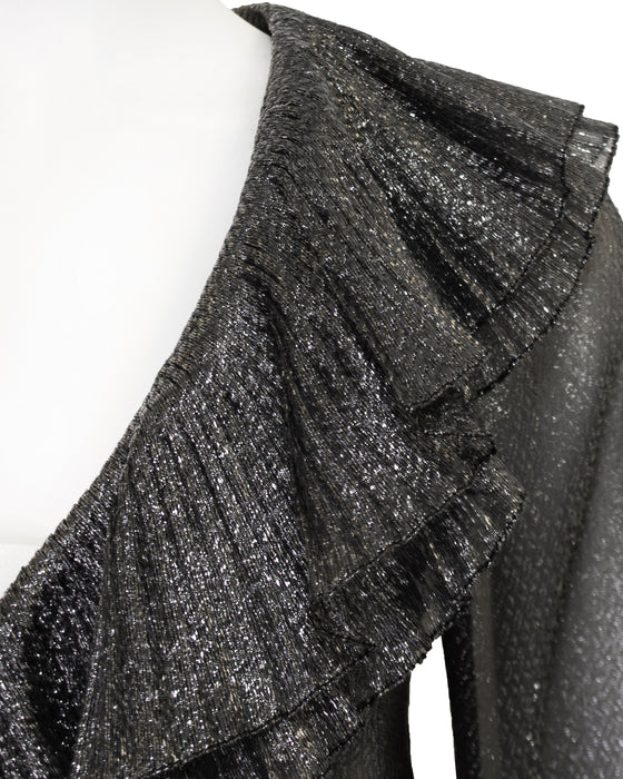 Black Metallic Lurex Wrap Top