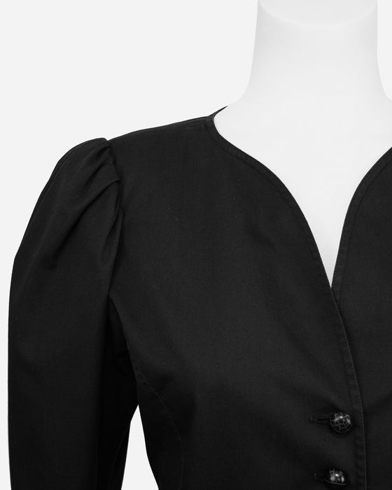 Black Cotton Peplum Jacket