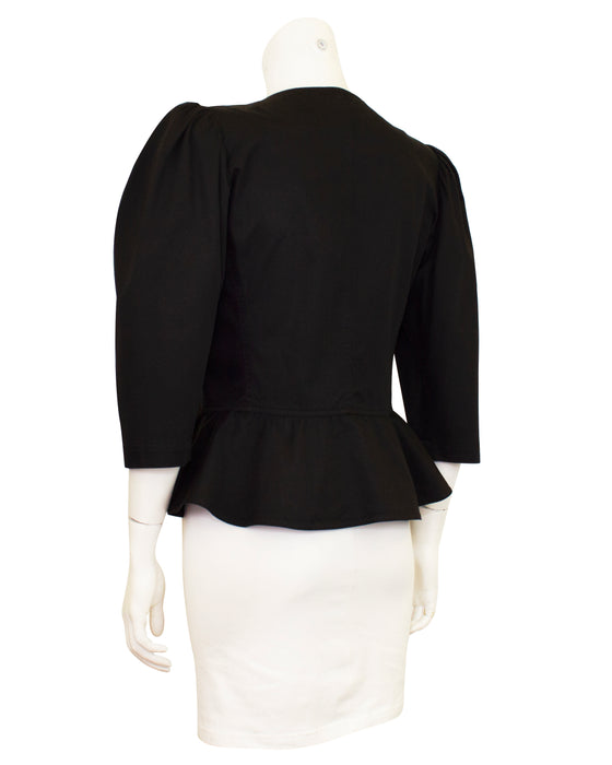 Black Cotton Peplum Jacket