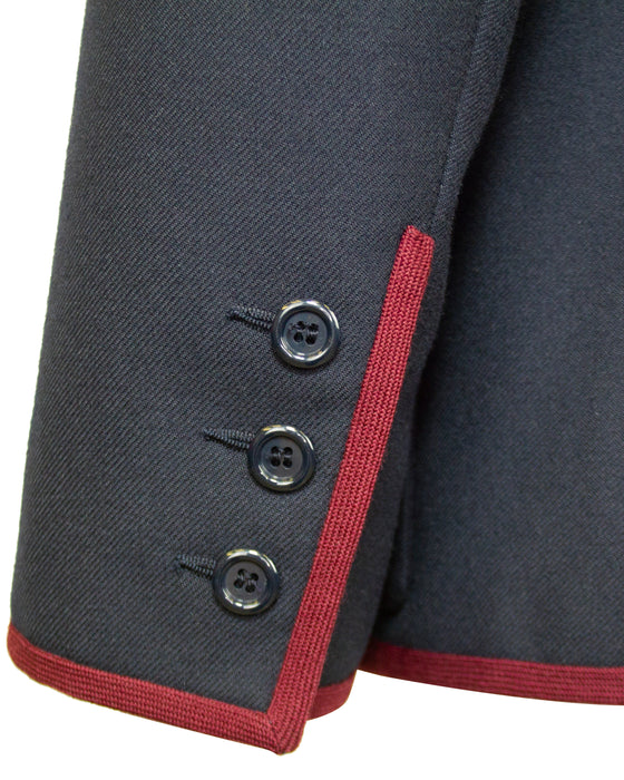 Navy Wool Blazer with Maroon Trim from 1971