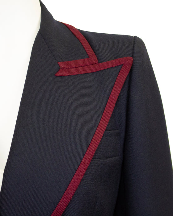 Navy Wool Blazer with Maroon Trim from 1971