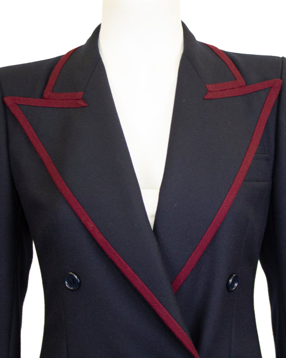 Navy Wool Blazer with Maroon Trim from 1971