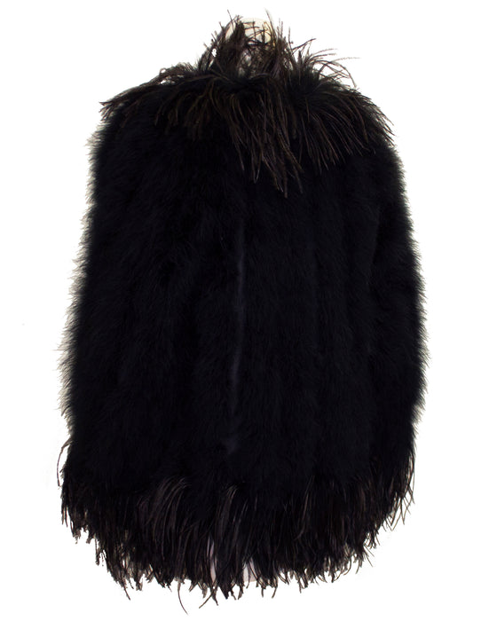 Black Ostrich and Marabou Feather Jacket