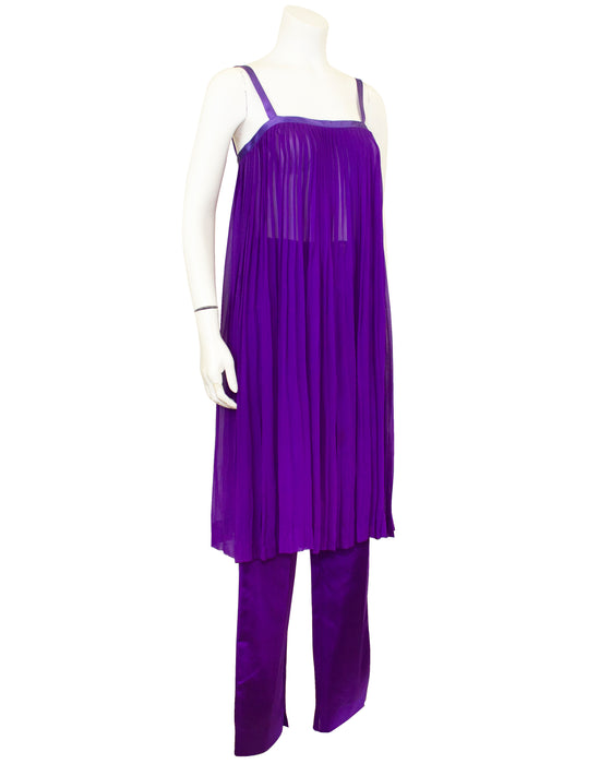 Purple Pleated and Silk Ensemble