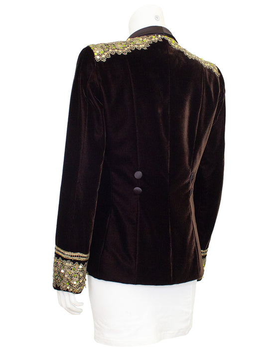 Brown Velvet Embroidered Jacket