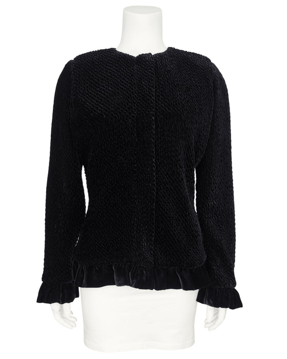 Black Velvet Chenille Evening Jacket