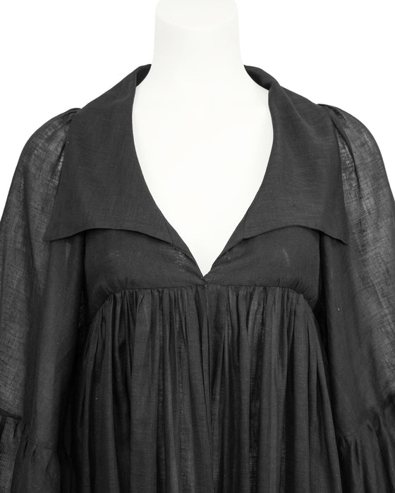 Black Cotton Hostess Gown