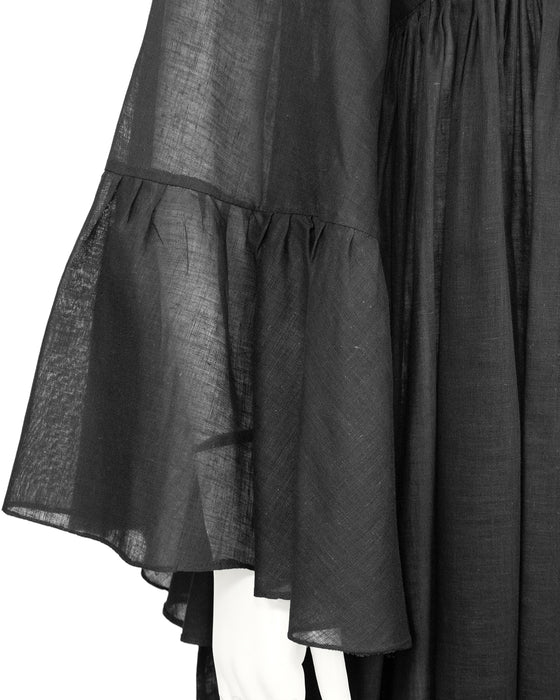 Black Cotton Hostess Gown