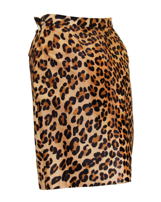 Leopard Pony Hair Pencil Skirt