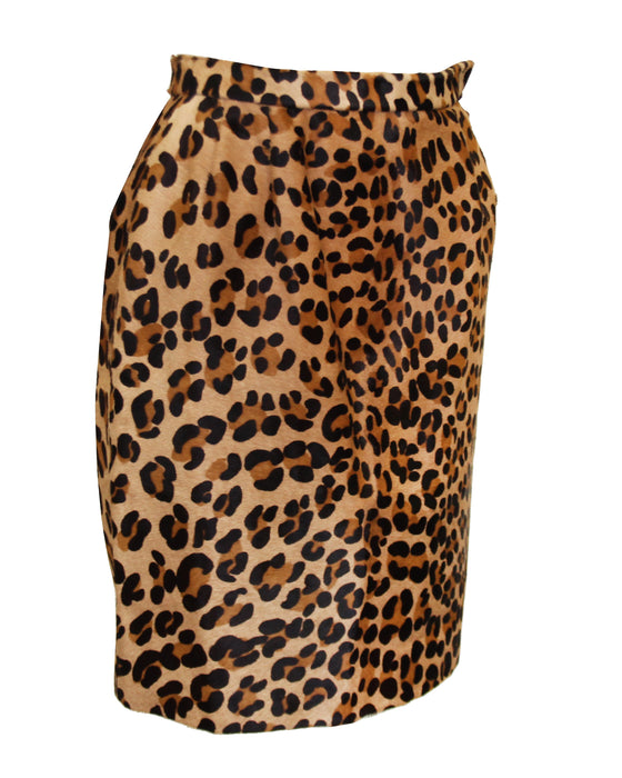 Leopard Pony Hair Pencil Skirt