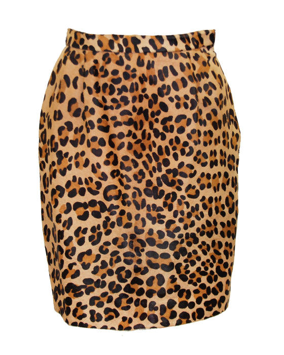 Leopard Pony Hair Pencil Skirt