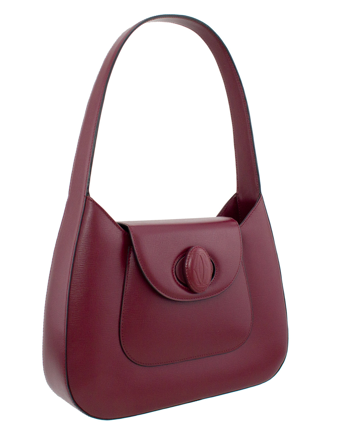 Maroon Leather Structured Bag Vintage Couture