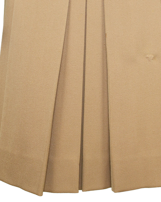 Beige Wool Cardigan and Gabardine Skirt Ensemble