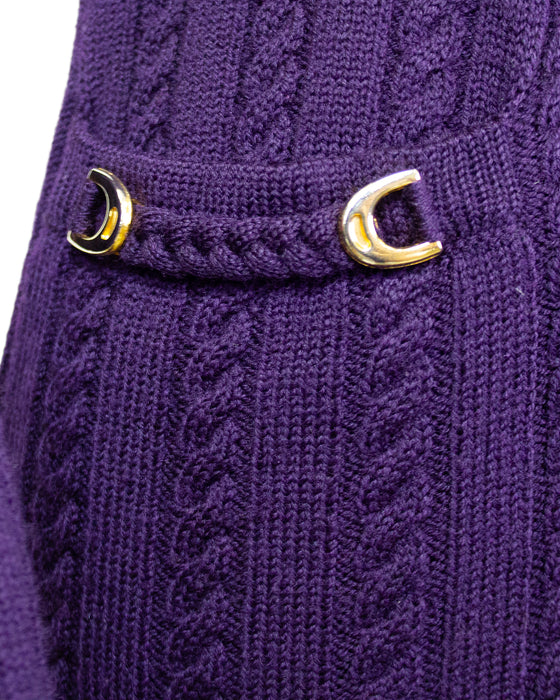 Purple Cardigan and Skirt Ensemble