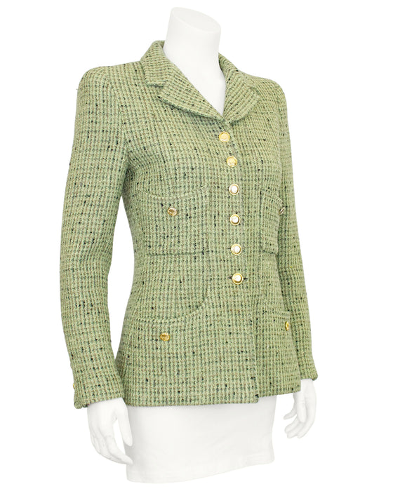 Green Bouclé Tweed Jacket Circa 1997