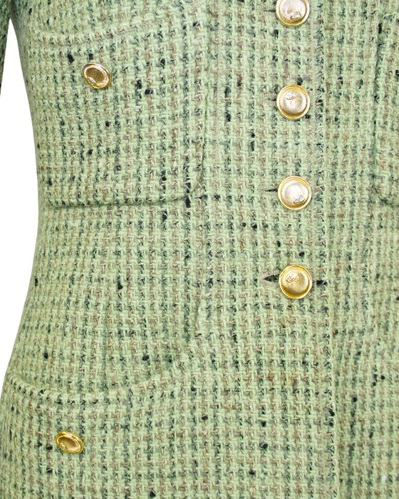 Green Bouclé Tweed Jacket Circa 1997