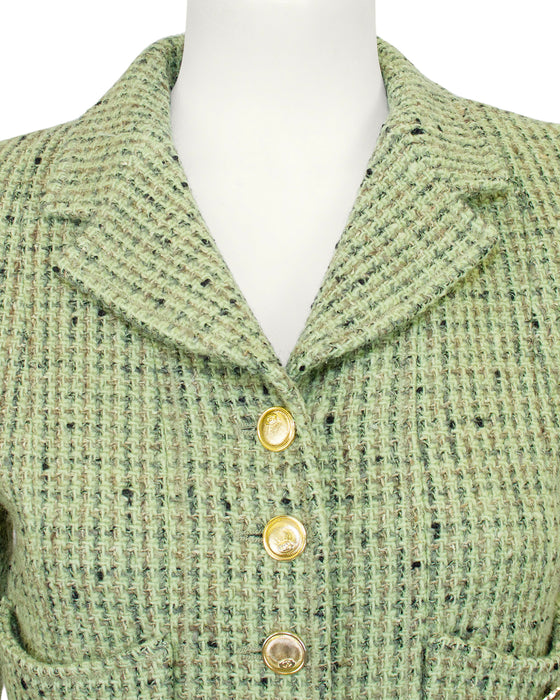 Green Bouclé Tweed Jacket Circa 1997