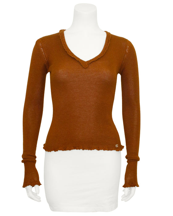 Brown Cashmere and Silk Sweater