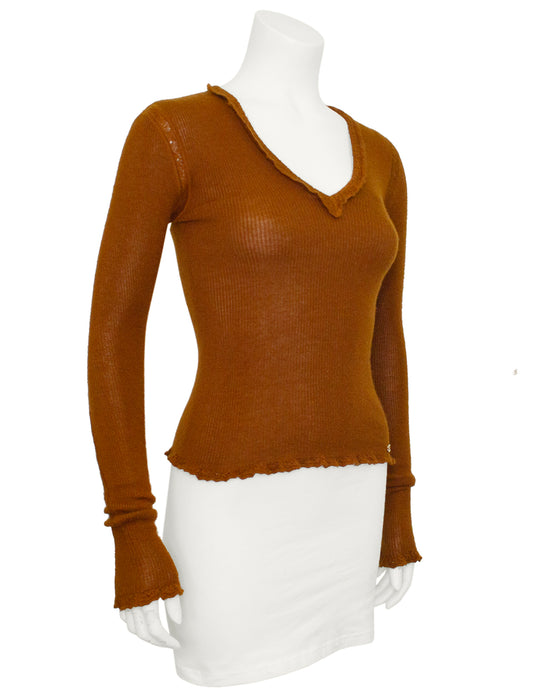 Brown Cashmere and Silk Sweater