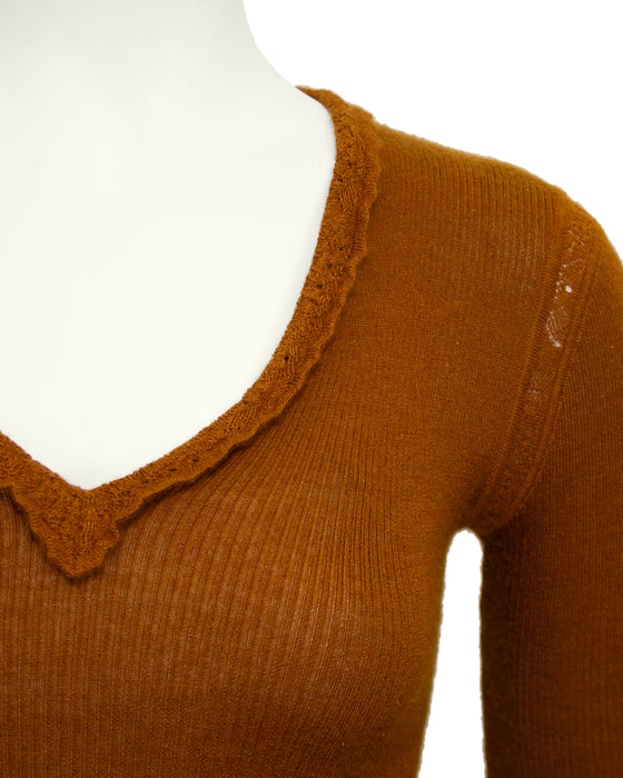 Brown Cashmere and Silk Sweater