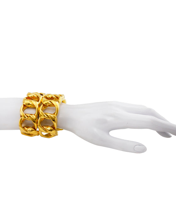 1989 Interlocking Double Chain Cuff Bracelet Col.26