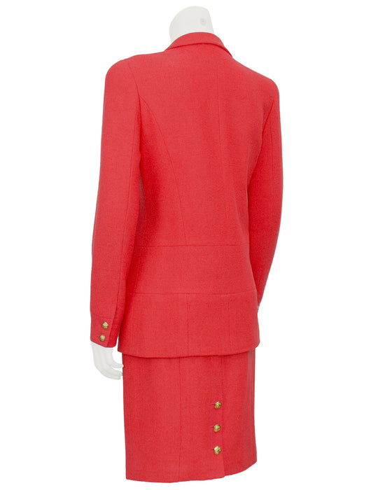 Coral Wool Skirt Suit