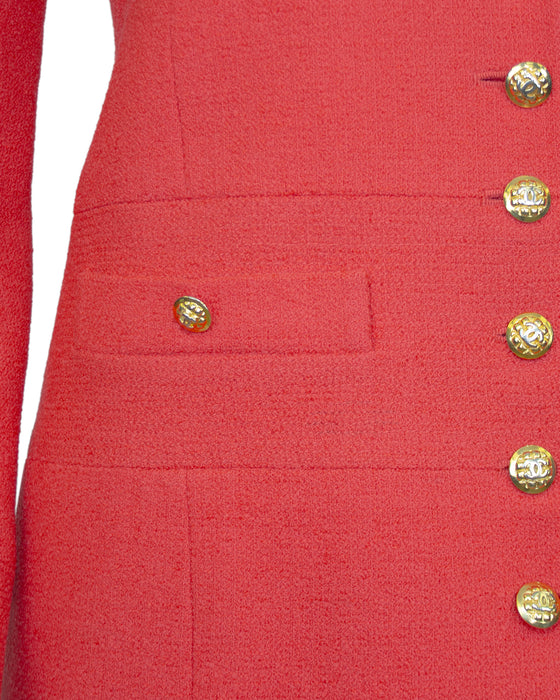 Coral Wool Skirt Suit