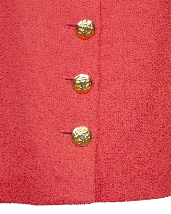 Coral Wool Skirt Suit