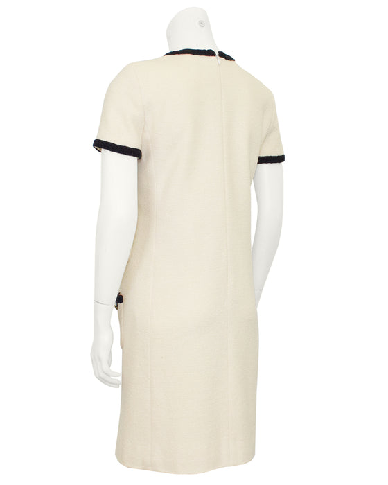 Cream Wool Dress with Black Passimenterie Trim