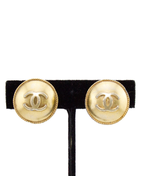 Spring 1995 Collection Gold CC Clip Earrings