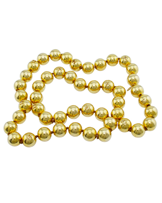 1988 Collection 27 Jumbo Gold Ball Long Necklace