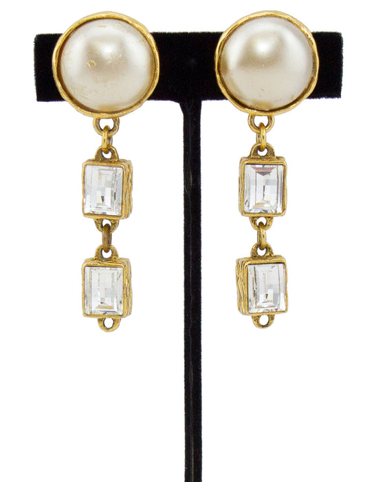 Collection 23 Pearl and Rhinestone Drop Earrings