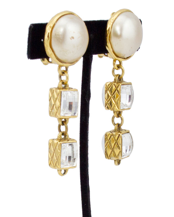 Collection 23 Pearl and Rhinestone Drop Earrings