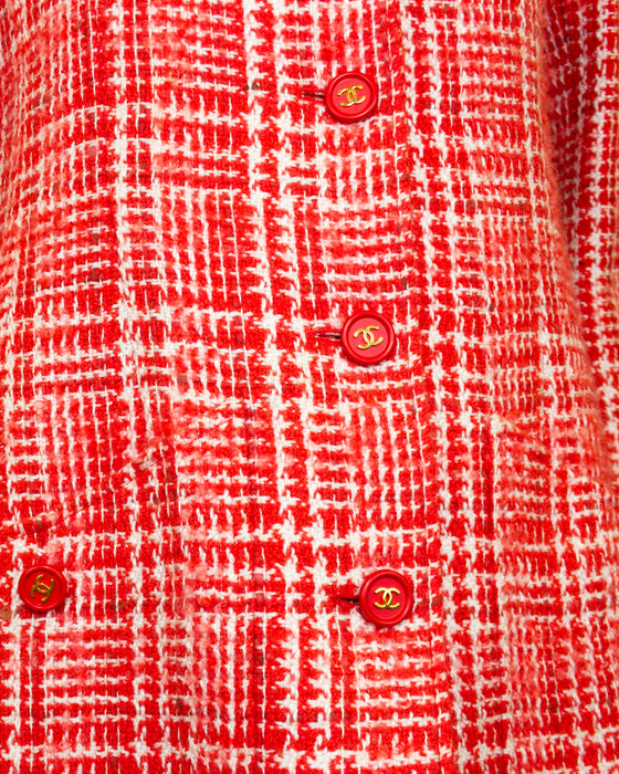 Red and Cream 1997 RTW Spring Plaid Wool Jacket