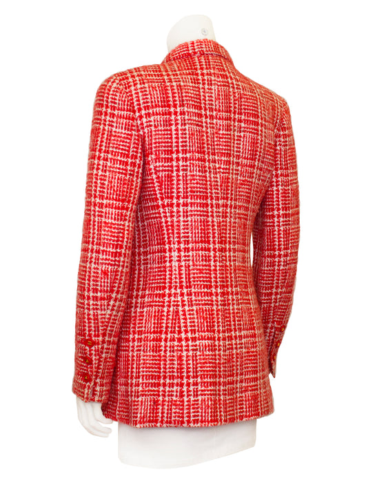 Red and Cream 1997 RTW Spring Plaid Wool Jacket