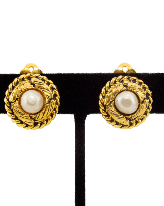 Clip On Earrings with Pearl Centers