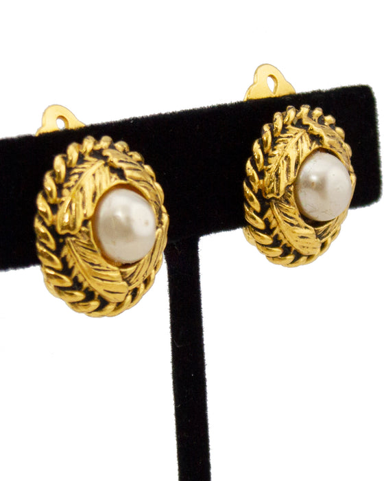 Clip On Earrings with Pearl Centers