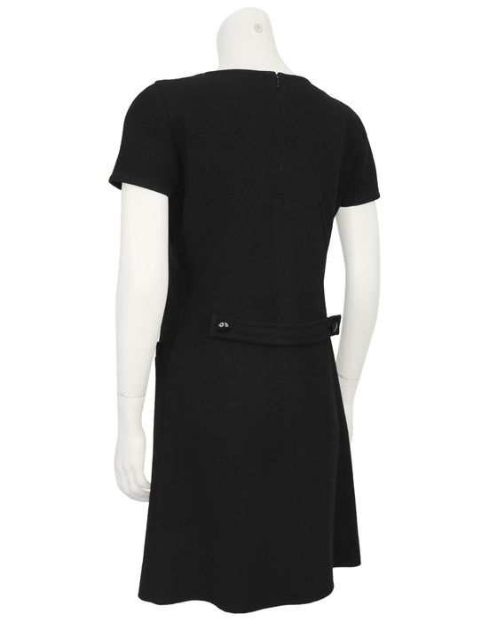 Black Wool A-Line Mod Shift Dress