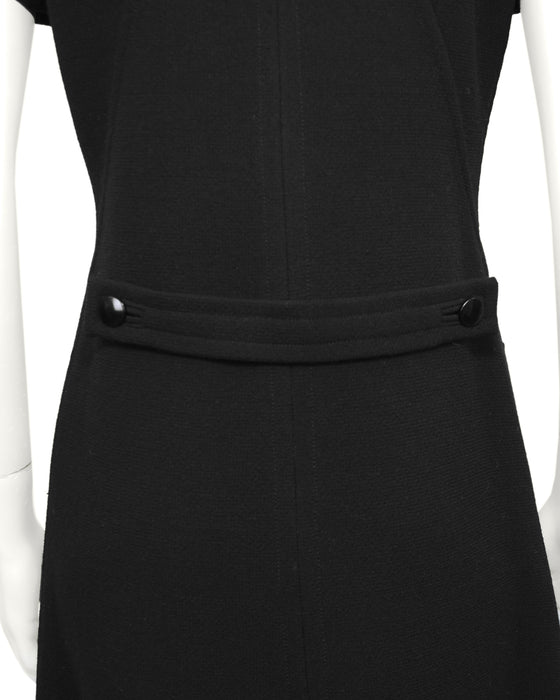 Black Wool A-Line Mod Shift Dress