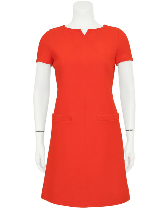 Orange Wool Shift Dress