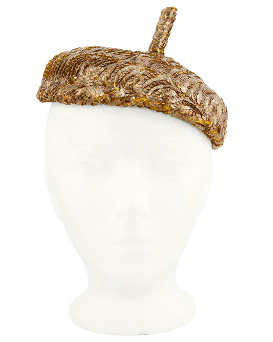 Matte Gold Sequin Beret