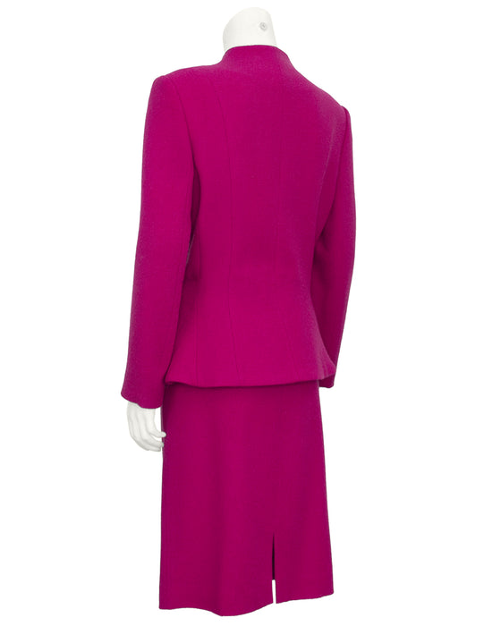 Fuchsia Wool Skirt Suit with Rosette Detail by Galliano